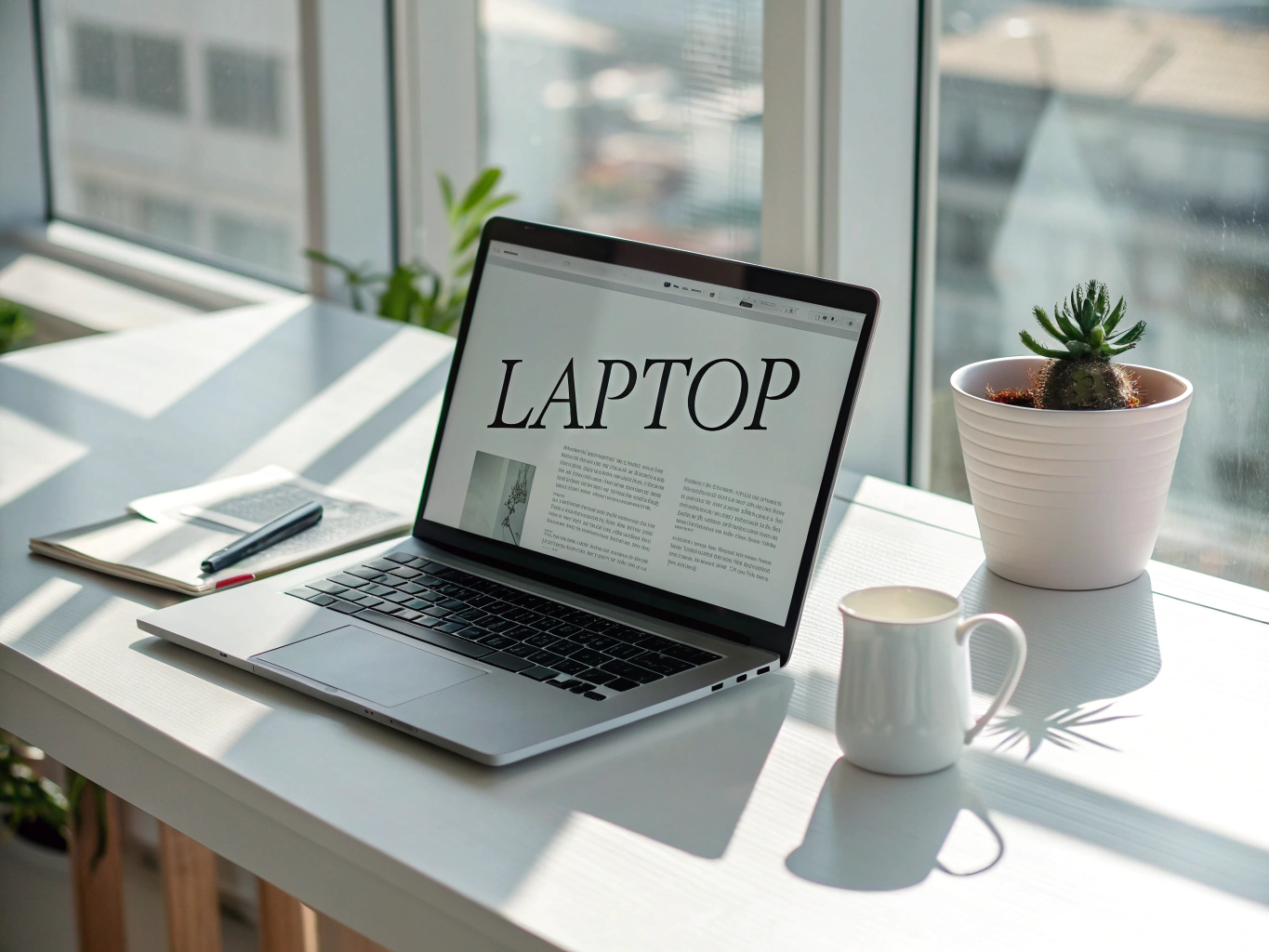 Moderne WordPress website op een laptopscherm in een nette werkomgeving